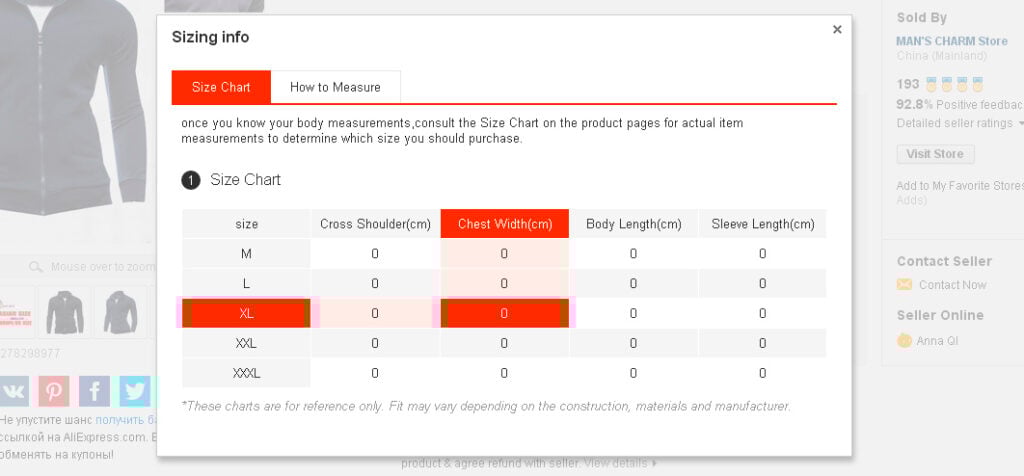 Convertitore taglie italia cina deals